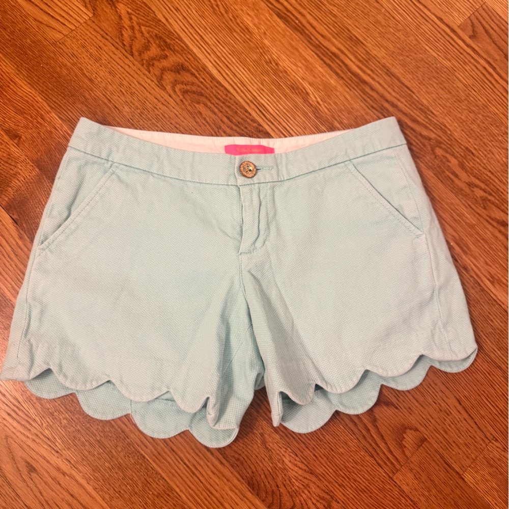 Lilly Pulitzer Mint Green Scalloped Hem High Waist Shorts